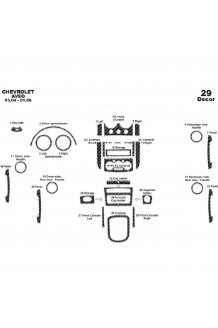 Chevrolet Aveo Ön Torpido Kaplama 29 Parça 2004-2006