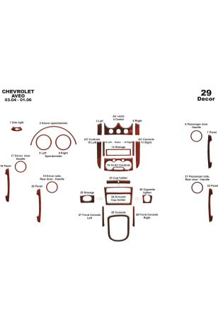 Chevrolet Aveo Ön Torpido Kaplama 29 Parça 2004-2006
