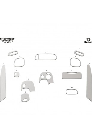 Chevrolet Corvette Ön Torpido Kaplama 13 Parça 1997-2005
