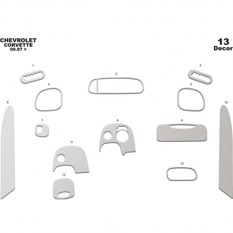 Chevrolet Corvette Ön Torpido Kaplama 13 Parça 1997-2005