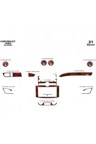 Chevrolet Aveo Ön Torpido Kaplama 21 Parça 2006-2011