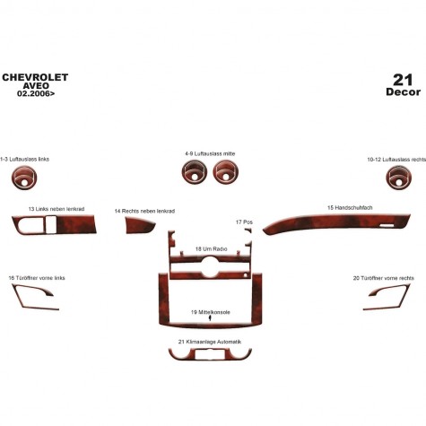 Chevrolet Aveo Ön Torpido Kaplama 21 Parça 2006-2011