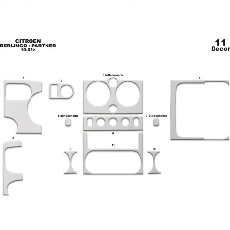 Citroen Berlingo Ön Torpido Kaplama 11 Parça 2002-2008