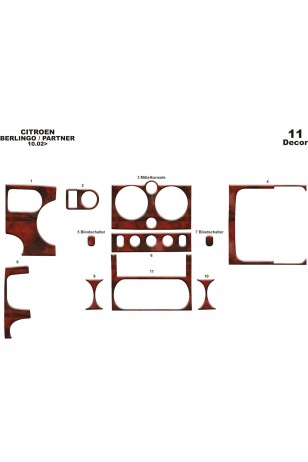 Citroen Berlingo Ön Torpido Kaplama 11 Parça 2002-2008