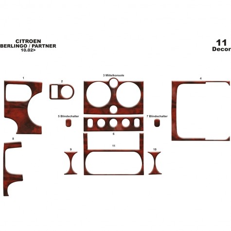 Citroen Berlingo Ön Torpido Kaplama 11 Parça 2002-2008