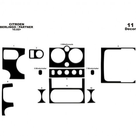 Citroen Berlingo Ön Torpido Kaplama 11 Parça 2002-2008