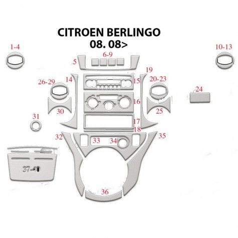 Citroen Berlingo Ön Torpido Kaplama 40 Parça 2008-2018