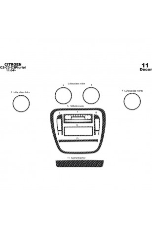 Citroen C2 / C3 Ön Torpido Kaplama 11 Parça 2004-2009