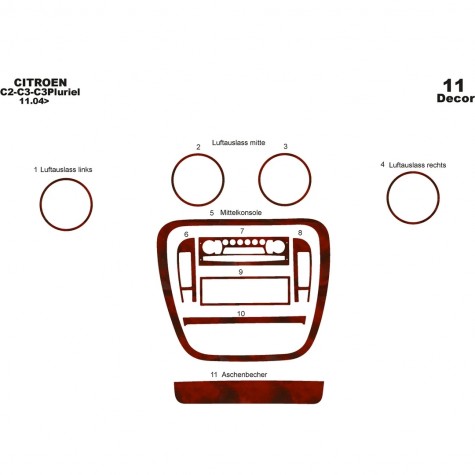 Citroen C2 / C3 Ön Torpido Kaplama 11 Parça 2004-2009