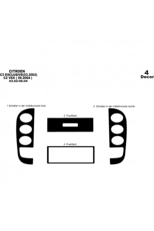 Citroen C2 / C3 Ön Torpido Kaplama 4 Parça 2002-2004