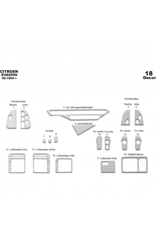 Citroen Evasion Ön Torpido Kaplama 18 Parça 1994-2002