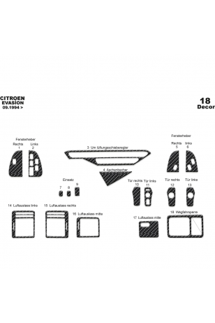 Citroen Evasion Ön Torpido Kaplama 18 Parça 1994-2002