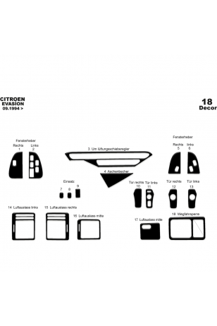 Citroen Evasion Ön Torpido Kaplama 18 Parça 1994-2002