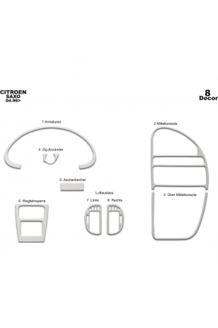 Citroen Saxo Ön Torpido Kaplama 8 Parça 1996-1999