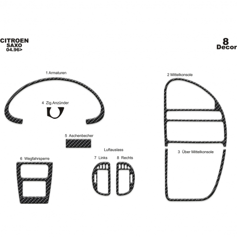 Citroen Saxo Ön Torpido Kaplama 8 Parça 1996-1999