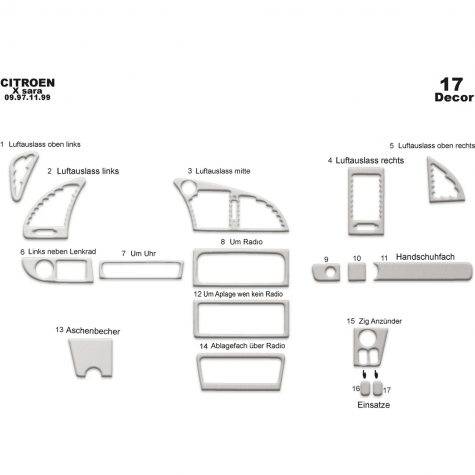 Citroen Xsara 1 Ön Torpido Kaplama 17 Parça 1997-1999
