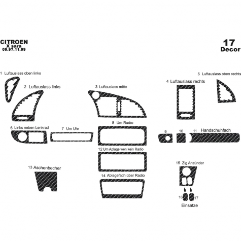 Citroen Xsara 1 Ön Torpido Kaplama 17 Parça 1997-1999