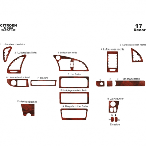 Citroen Xsara 1 Ön Torpido Kaplama 17 Parça 1997-1999