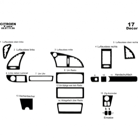 Citroen Xsara 1 Ön Torpido Kaplama 17 Parça 1997-1999