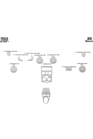 Dacia Logan Ön Torpido Kaplama 20 Parça 2005-2009