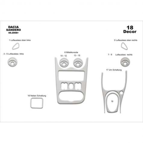 Dacia Sandero Logan Maun Kaplama 2008-2009 arası 18 Parça