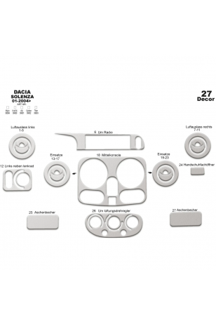 Dacia Solenza Ön Torpido Kaplama 27 Parça 2004-2009