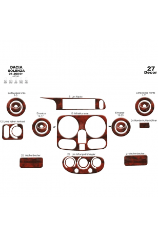 Dacia Solenza Ön Torpido Kaplama 27 Parça 2004-2009