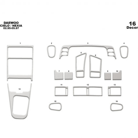 Daewoo Cielo /Nexia Ön Torpido Kaplama 16 Parça 1995-1997