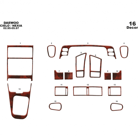 Daewoo Cielo /Nexia Ön Torpido Kaplama 16 Parça 1995-1997
