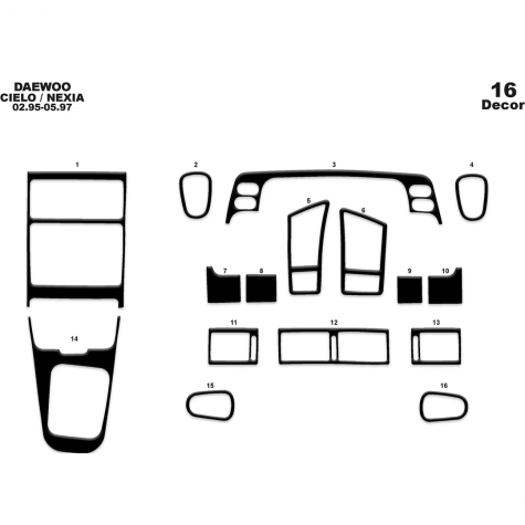 Daewoo Cielo /Nexia Ön Torpido Kaplama 16 Parça 1995-1997
