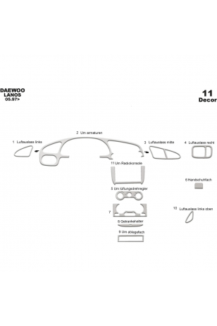 Daewoo Lanos Ön Torpido Kaplama 11 Parça 1997