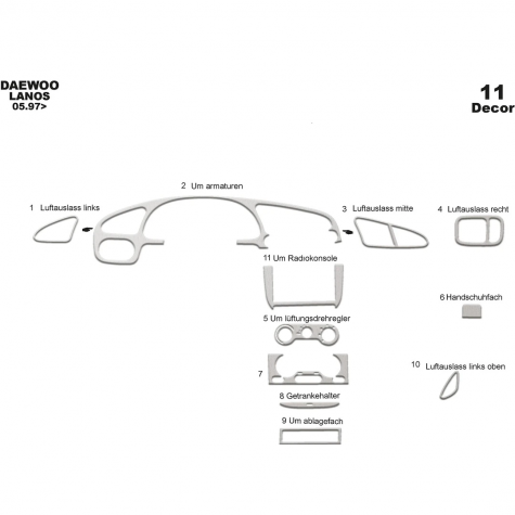 Daewoo Lanos Ön Torpido Kaplama 11 Parça 1997
