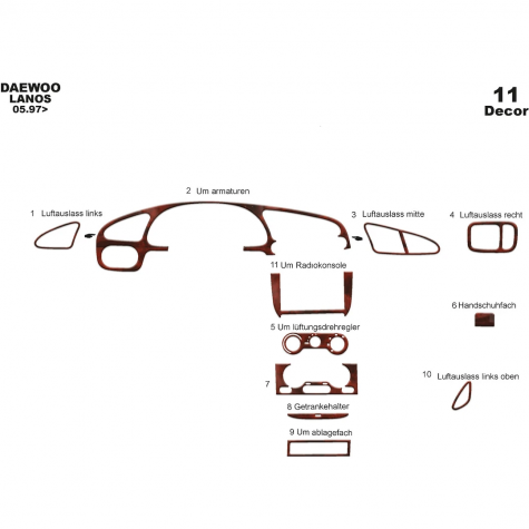 Daewoo Lanos Ön Torpido Kaplama 11 Parça 1997
