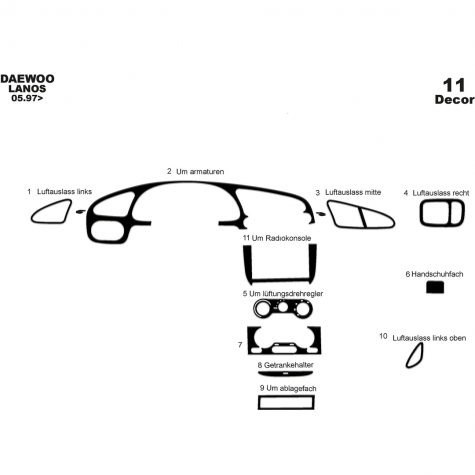 Daewoo Lanos Ön Torpido Kaplama 11 Parça 1997