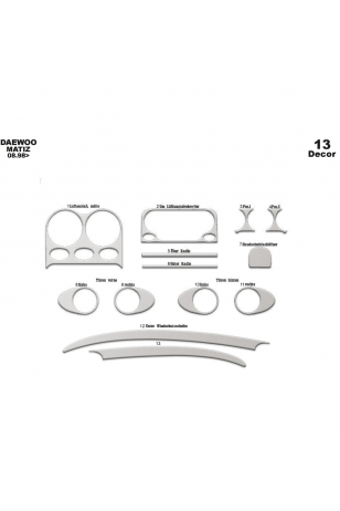 Daewoo Matiz Ön Torpido Kaplama 13 Parça 1998-2005