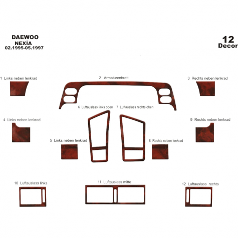 Daewoo Nexia Ön Torpido Kaplama 12 Parça 1995-1997