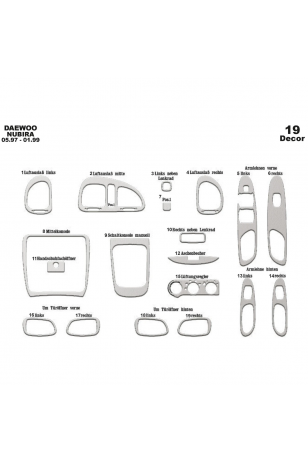 Daewoo Nubira 1 Ön Torpido Kaplama 19 Parça 1997-1999