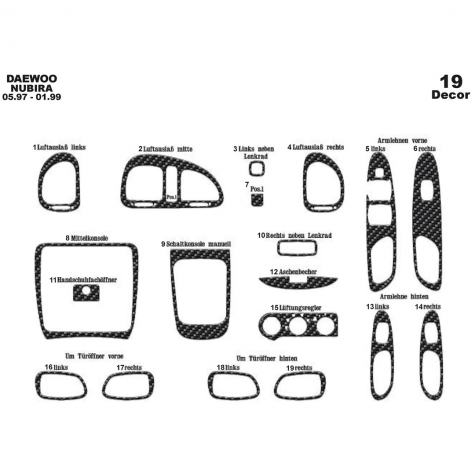 Daewoo Nubira 1 Ön Torpido Kaplama 19 Parça 1997-1999
