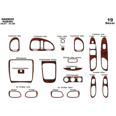 Daewoo Nubira 1 Ön Torpido Kaplama 19 Parça 1997-1999