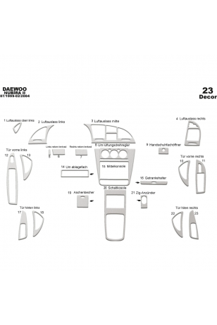 Daewoo Nubira 2 Ön Torpido Kaplama 23 Parça 1999-2004