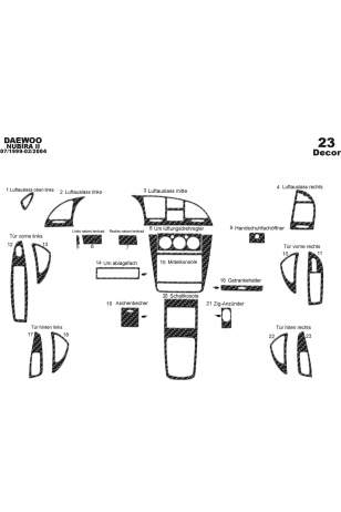 Daewoo Nubira 2 Ön Torpido Kaplama 23 Parça 1999-2004