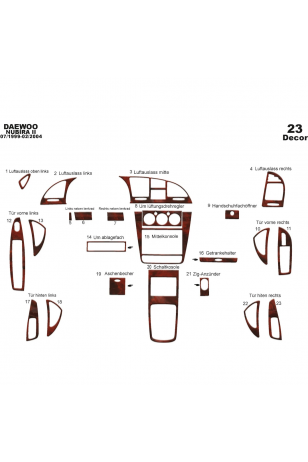Daewoo Nubira 2 Ön Torpido Kaplama 23 Parça 1999-2004