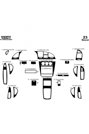 Daewoo Nubira 2 Ön Torpido Kaplama 23 Parça 1999-2004
