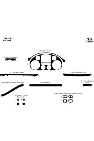 Daf Cf Ön Torpido Kaplama 16 Parça 2001-2010