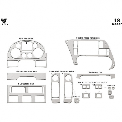 Daf Xf Ön Torpido Kaplama 18 Parça 2002-2005