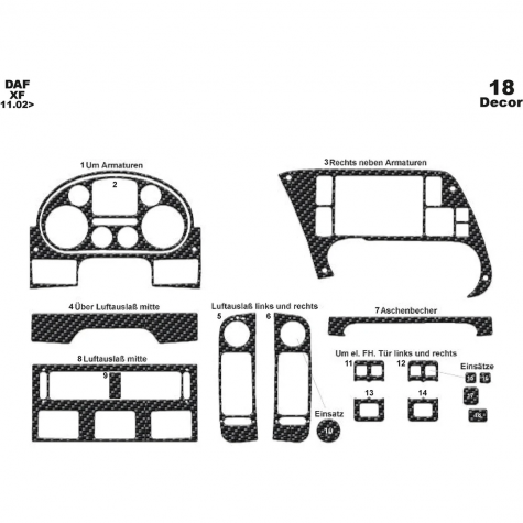 Daf Xf Ön Torpido Kaplama 18 Parça 2002-2005