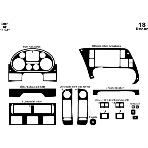 Daf Xf Ön Torpido Kaplama 18 Parça 2002-2005