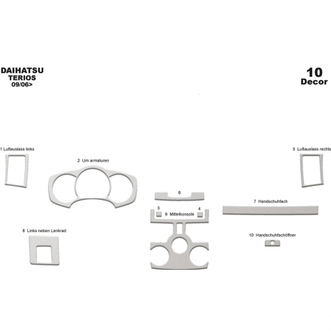 Daihatsu Terios Ön Torpido Kaplama 10 Parça 2006