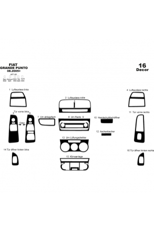 Fiat Grande Punto Ön Torpido Kaplam 16 Parça 2005-2009