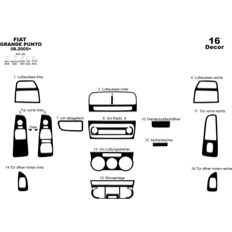 Fiat Grande Punto Ön Torpido Kaplam 16 Parça 2005-2009